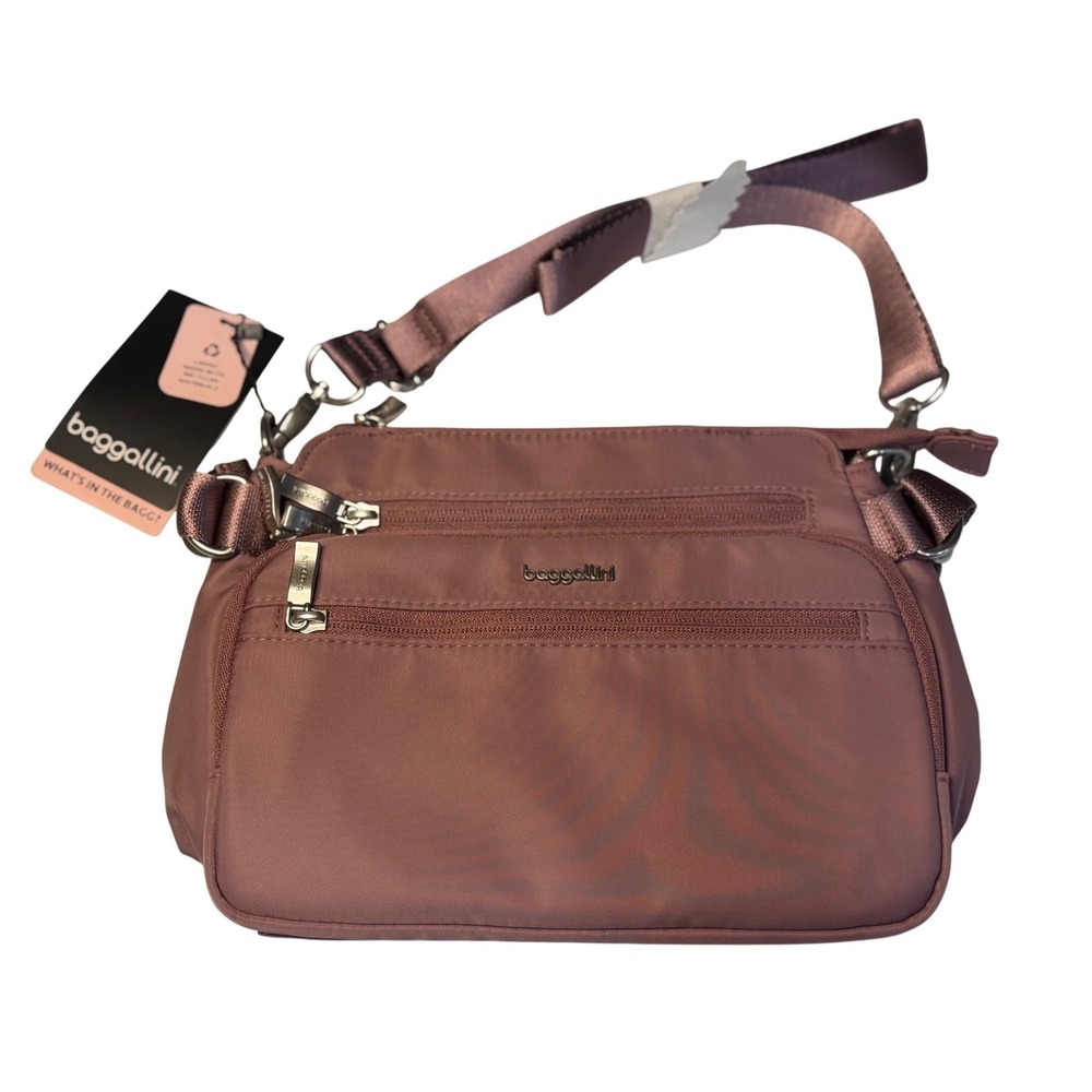 Baggallini Marais Crossbody Mauve BuiltIn RFID Wallet Adjustable Strap Bag Women
